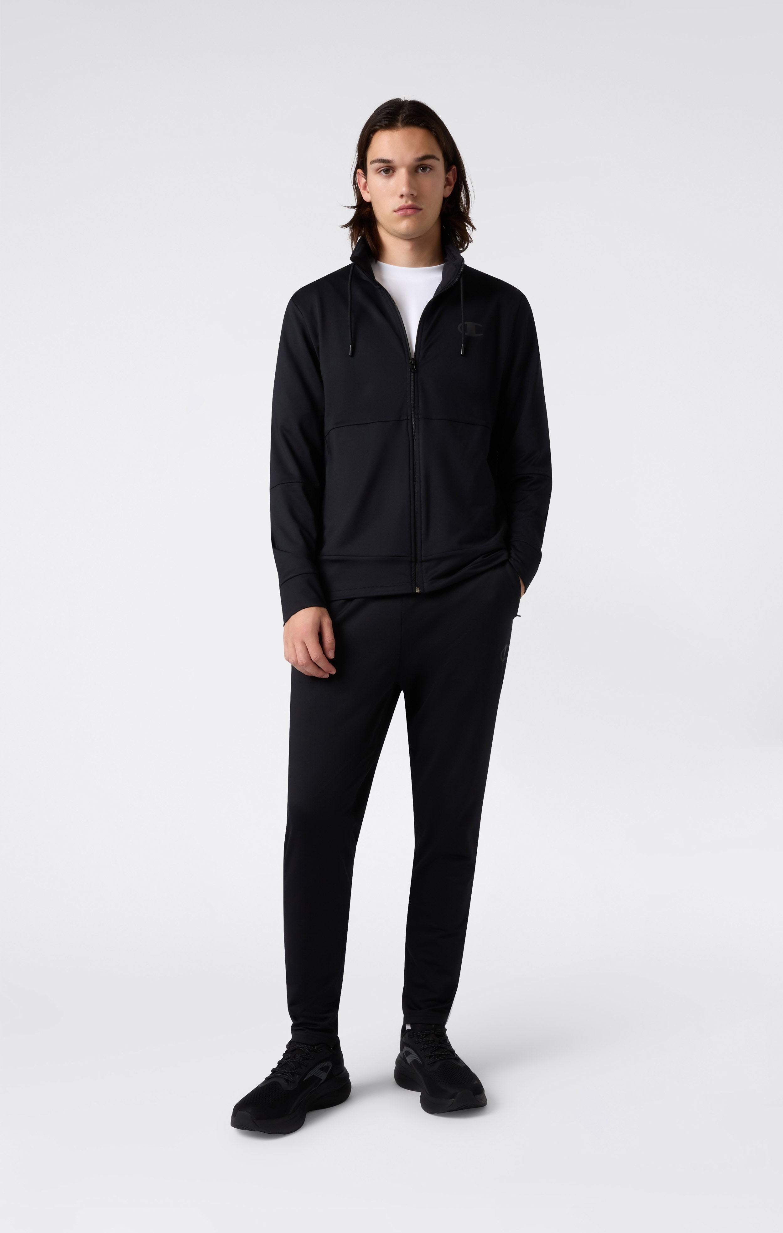 Sudadera con Capucha de Poliéster Elástico Hombre Slim Fit con Cremallera Completa