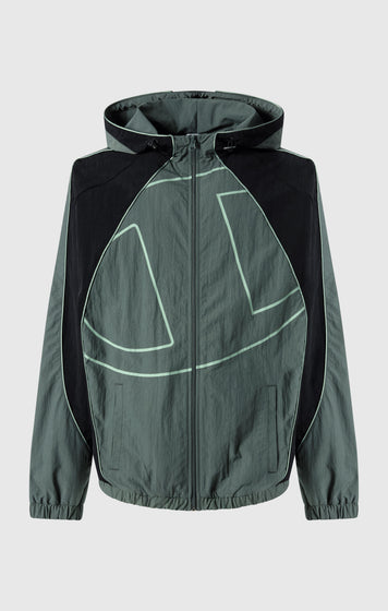 Men’s Woven Nylon Full-Zip Hooded Track Top Loose Fit