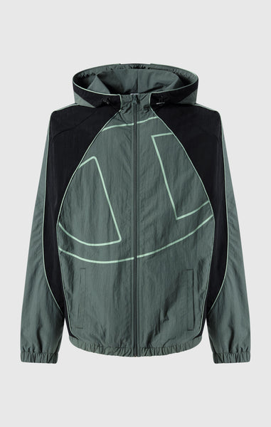 Men’s Woven Nylon Full-Zip Hooded Track Top Loose Fit