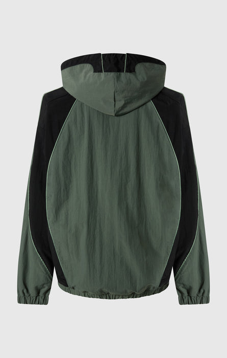 Felpa con Cappuccio e Zip Intera Woven Nylon Loose Fit Uomo