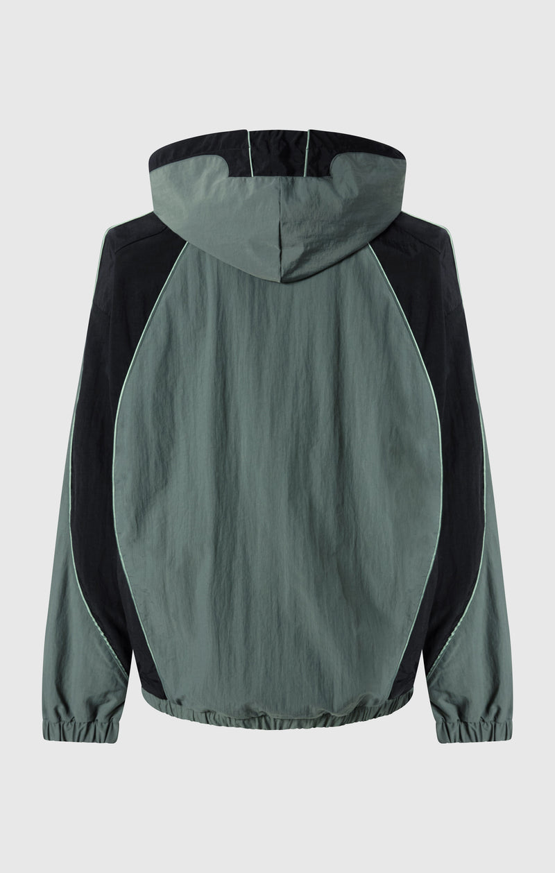 Men’s Woven Nylon Full-Zip Hooded Track Top Loose Fit