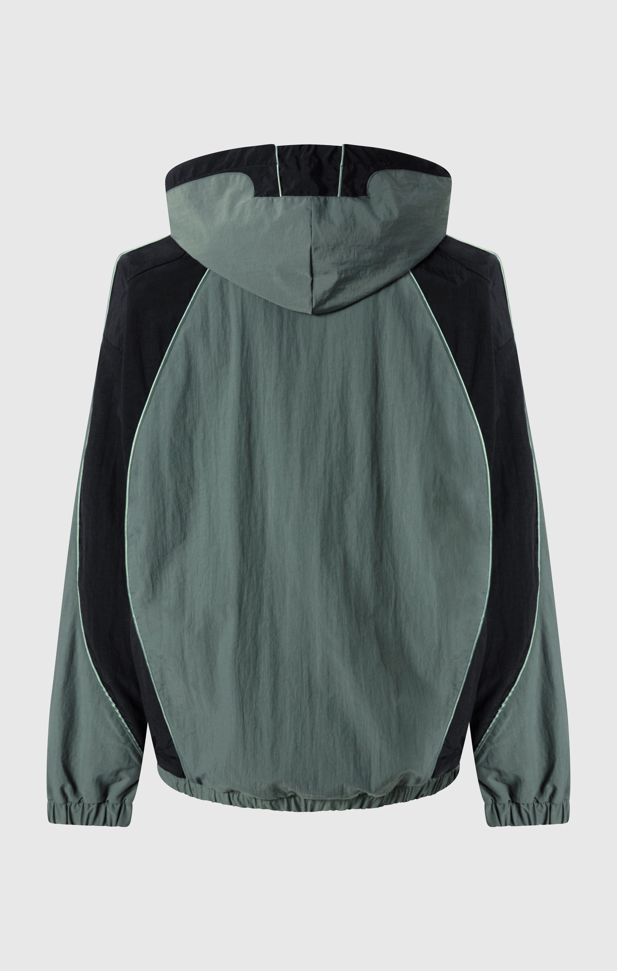 Men’s Woven Nylon Full-Zip Hooded Track Top Loose Fit