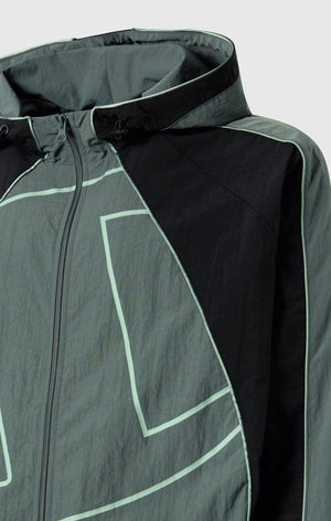 Men’s Woven Nylon Full-Zip Hooded Track Top Loose Fit