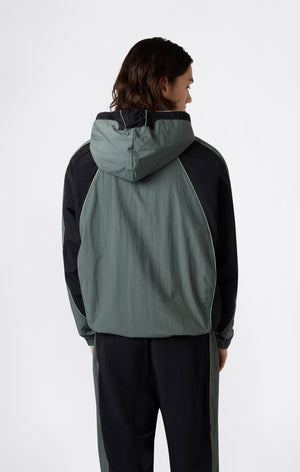 Men’s Woven Nylon Full-Zip Hooded Track Top Loose Fit