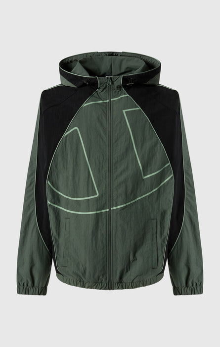 Felpa con Cappuccio e Zip Intera Woven Nylon Loose Fit Uomo