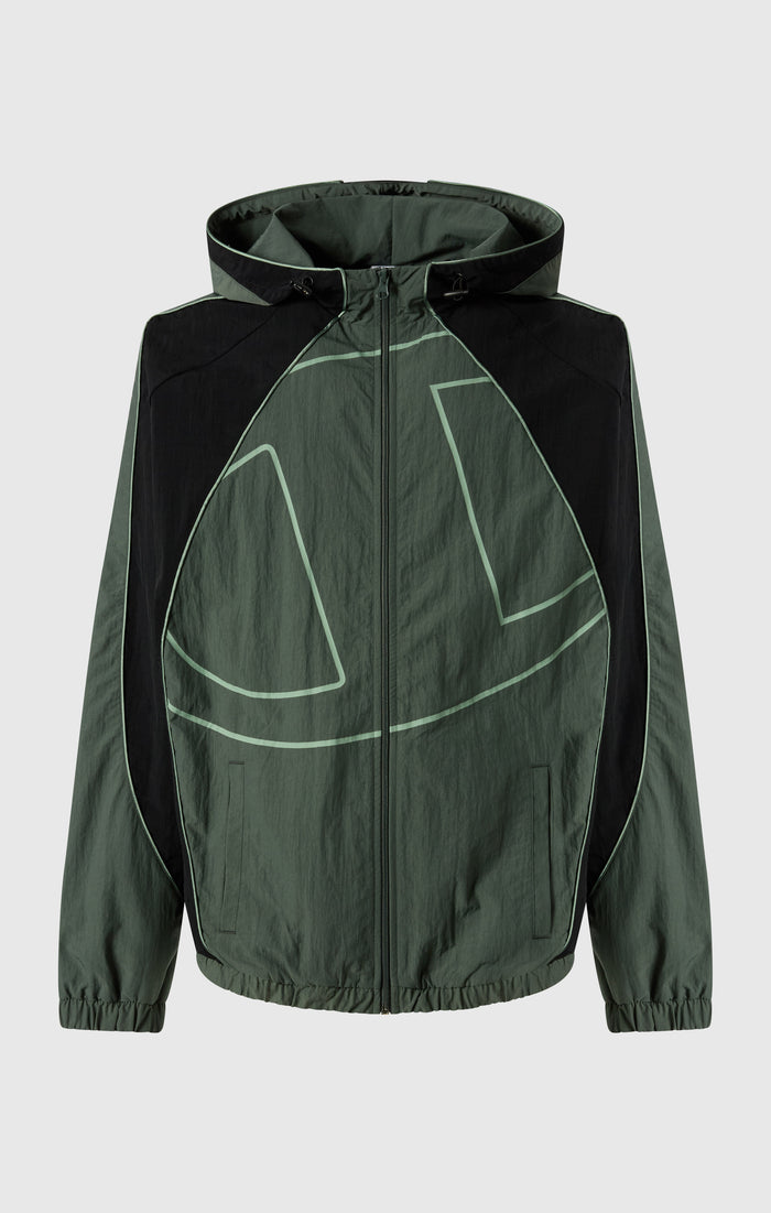 Felpa con Cappuccio e Zip Intera Woven Nylon Loose Fit Uomo