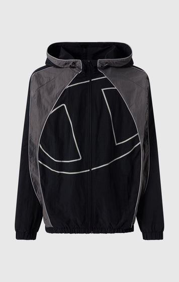 Men’s Woven Nylon Full-Zip Hooded Track Top Loose Fit