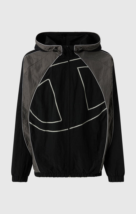 Herren Loose Fit Woven-Nylon Kapuzenjacke mit durchgehendem Reißverschluss