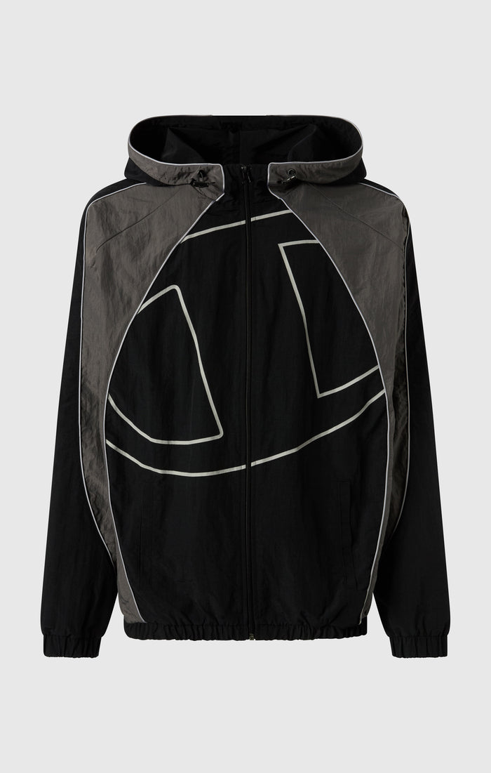 Felpa con Cappuccio e Zip Intera Woven Nylon Loose Fit Uomo