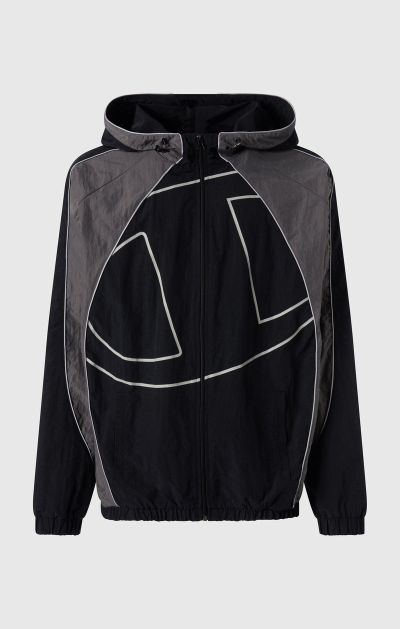 Men’s Woven Nylon Full-Zip Hooded Track Top Loose Fit