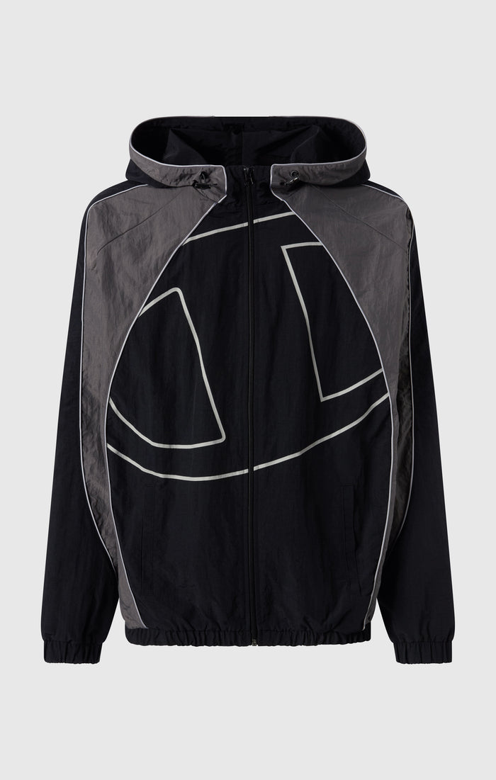 Felpa con Cappuccio e Zip Intera Woven Nylon Loose Fit Uomo