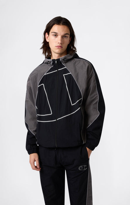 Felpa con Cappuccio e Zip Intera Woven Nylon Loose Fit Uomo