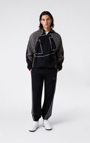 Men’s Woven Nylon Full-Zip Hooded Track Top Loose Fit