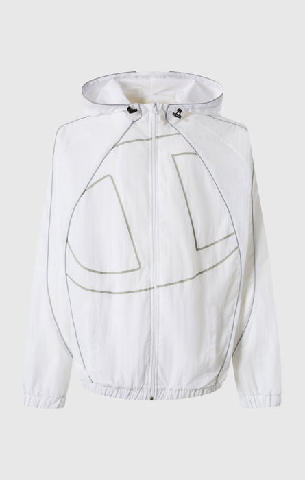 Herren Loose Fit Woven-Nylon Kapuzenjacke mit durchgehendem Reißverschluss