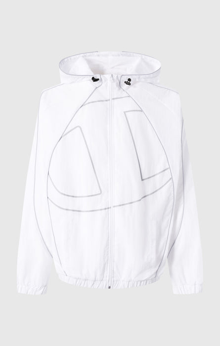 Men’s Woven Nylon Full-Zip Hooded Track Top Loose Fit
