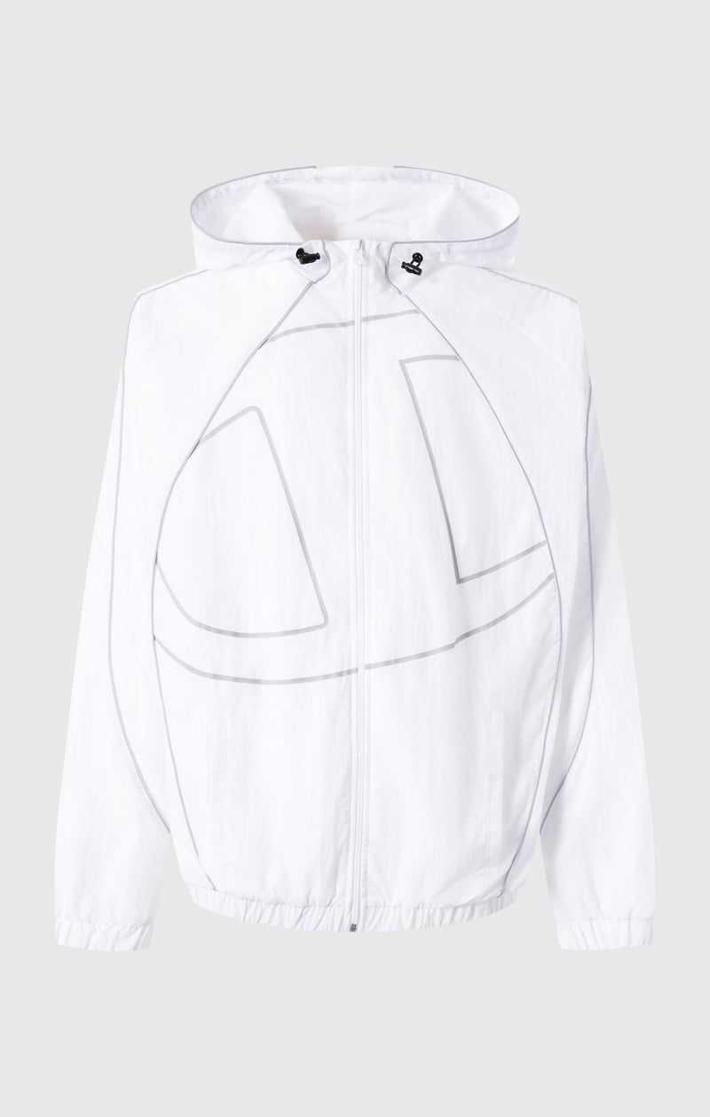 Men’s Woven Nylon Full-Zip Hooded Track Top Loose Fit