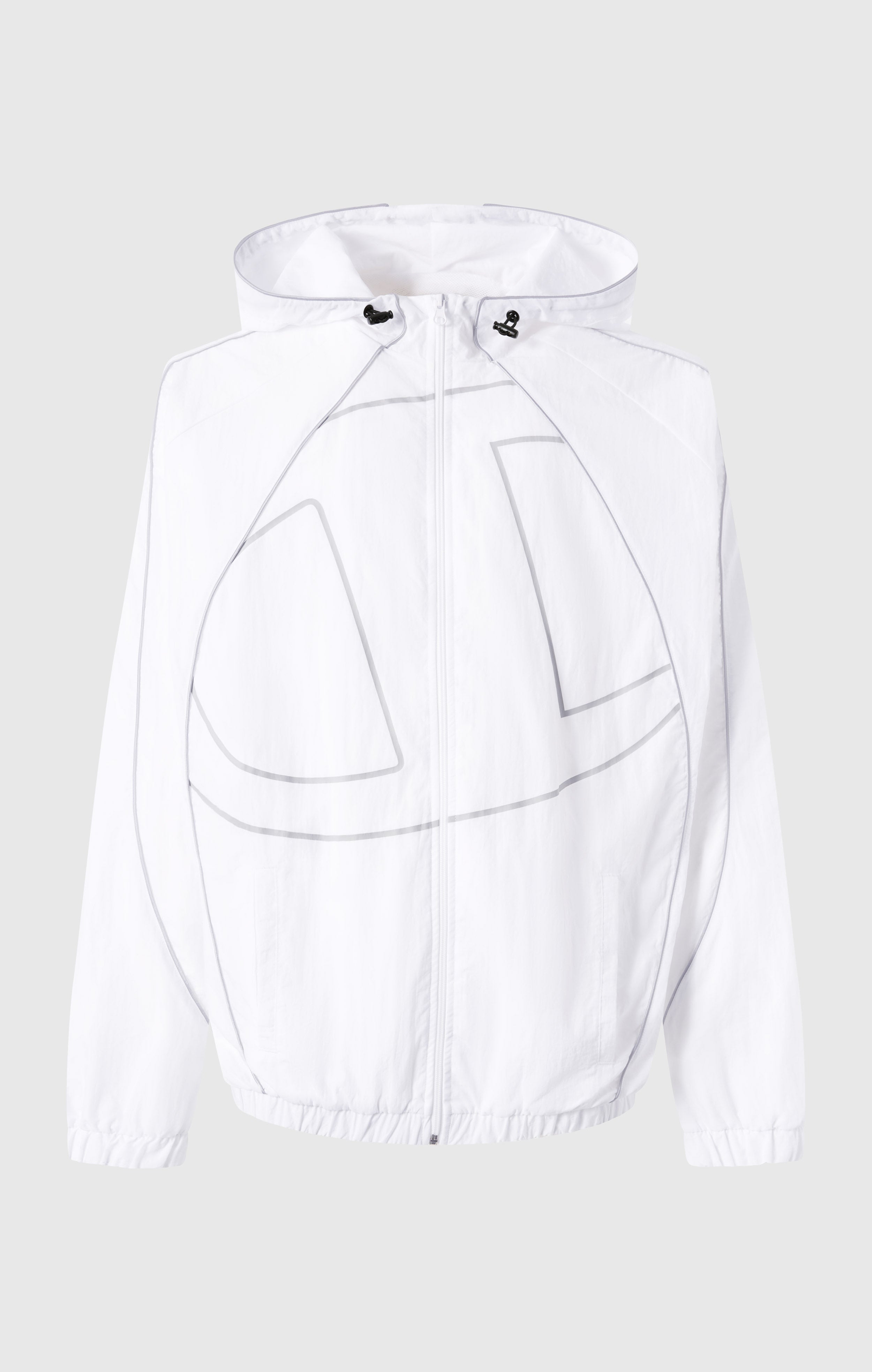 Men’s Woven Nylon Full-Zip Hooded Track Top Loose Fit