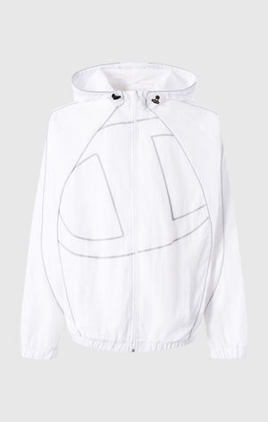 Men’s Woven Nylon Full-Zip Hooded Track Top Loose Fit