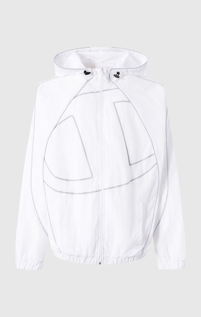 Felpa con Cappuccio e Zip Intera Woven Nylon Loose Fit Uomo