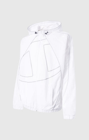 Men’s Woven Nylon Full-Zip Hooded Track Top Loose Fit