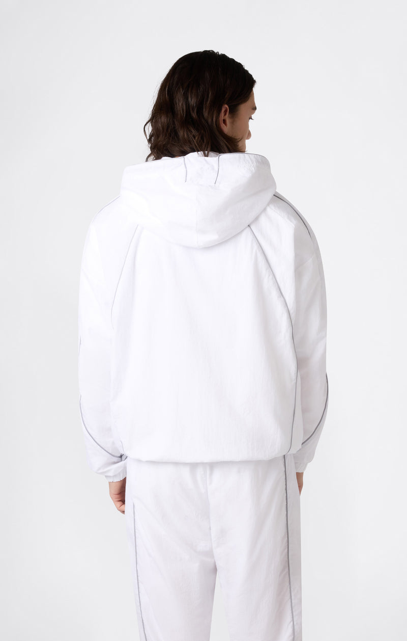 Men’s Woven Nylon Full-Zip Hooded Track Top Loose Fit