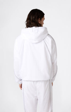 Men’s Woven Nylon Full-Zip Hooded Track Top Loose Fit