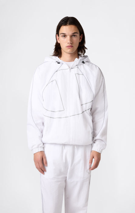 Felpa con Cappuccio e Zip Intera Woven Nylon Loose Fit Uomo