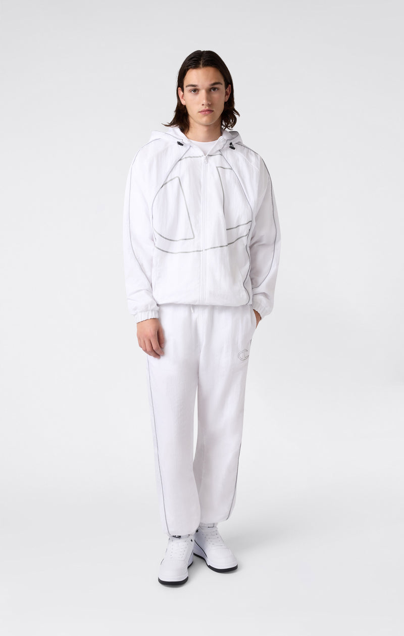 Men’s Woven Nylon Full-Zip Hooded Track Top Loose Fit