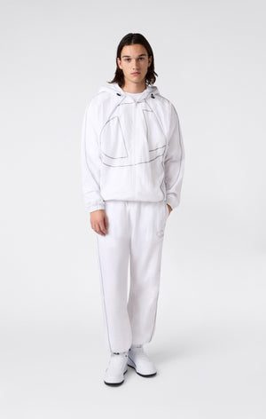 Men’s Woven Nylon Full-Zip Hooded Track Top Loose Fit