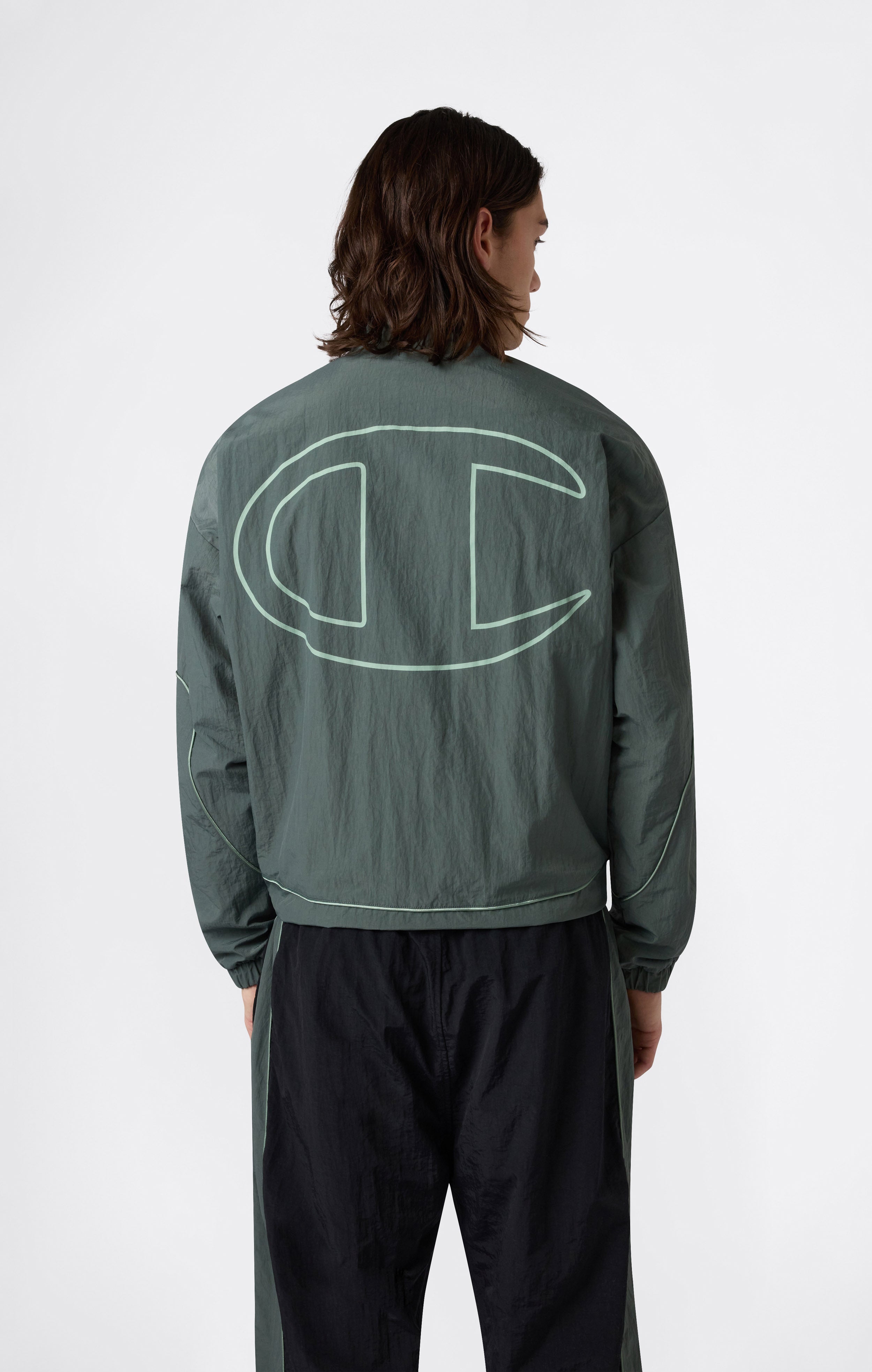 Men’s Woven Nylon Full-Zip Track Top Loose Fit