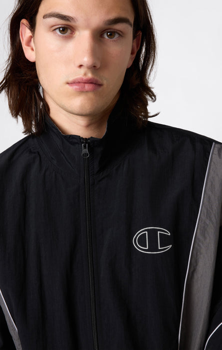 Felpa con Zip Intera Woven Nylon Loose Fit Uomo