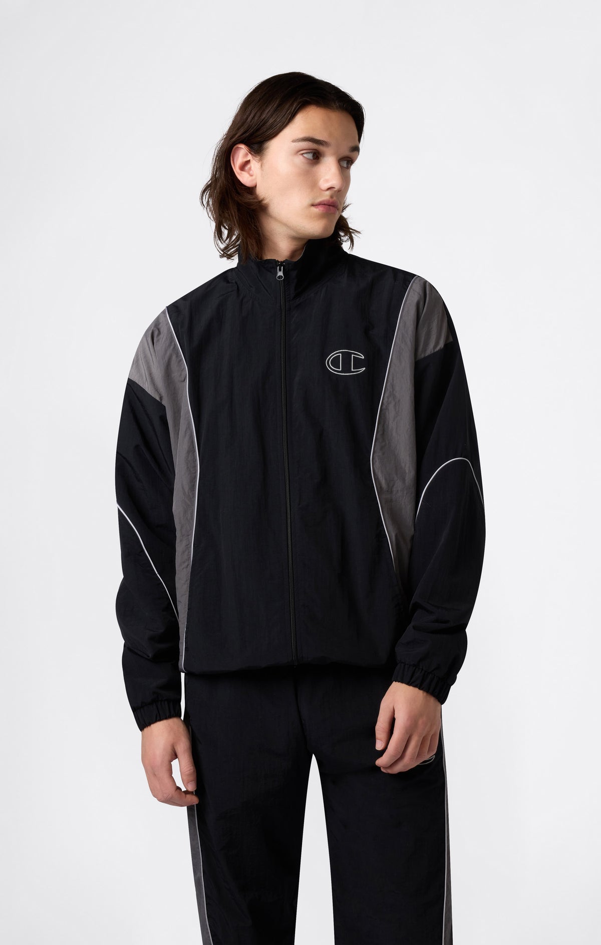 Men’s Woven Nylon Full-Zip Track Top Loose Fit