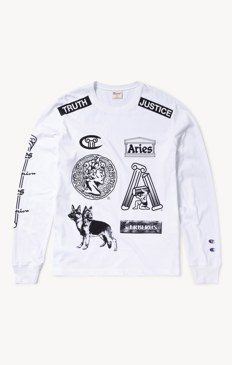 T-shirt manches longues à graphique Aries x Champion unisexe