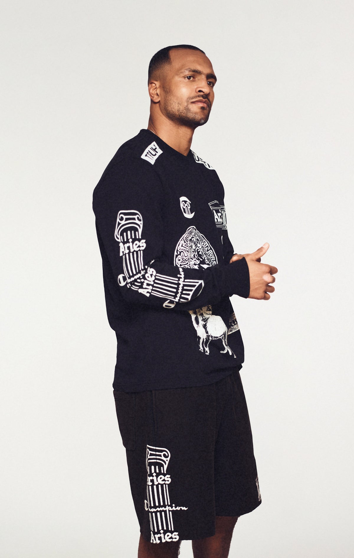 T-shirt manches longues à graphique Aries x Champion unisexe