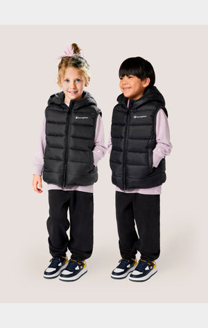 Gilet imbottito con cappuccio e zip intera da bambini