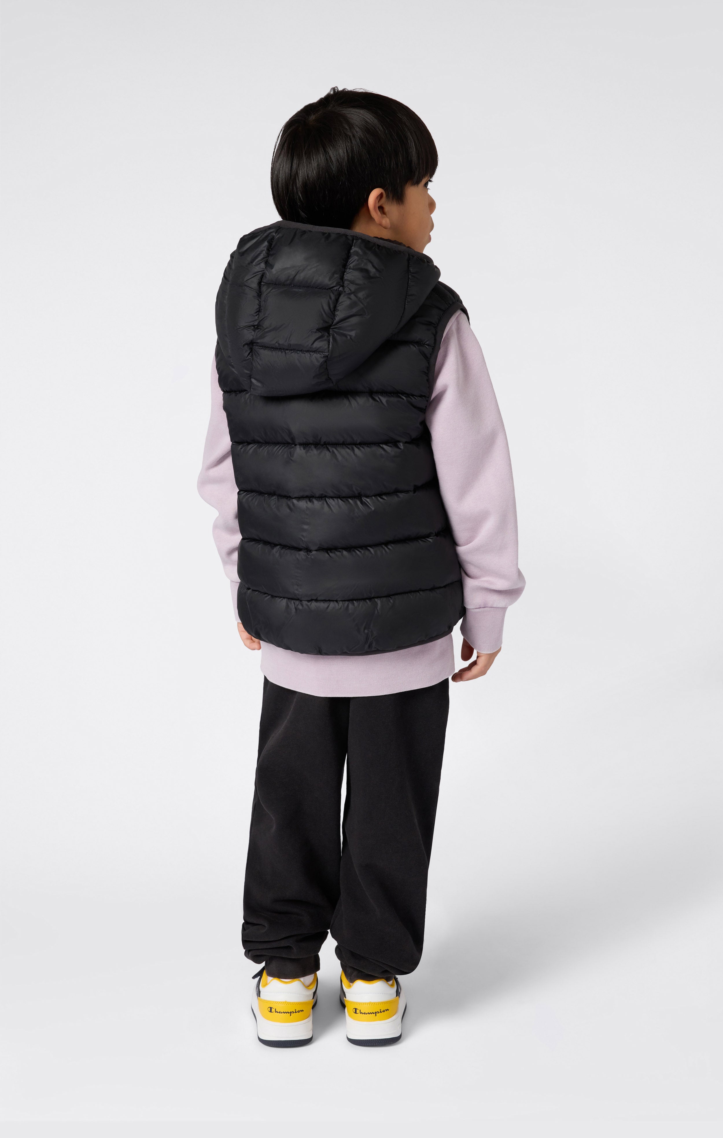 Gilet imbottito con cappuccio e zip intera da bambini