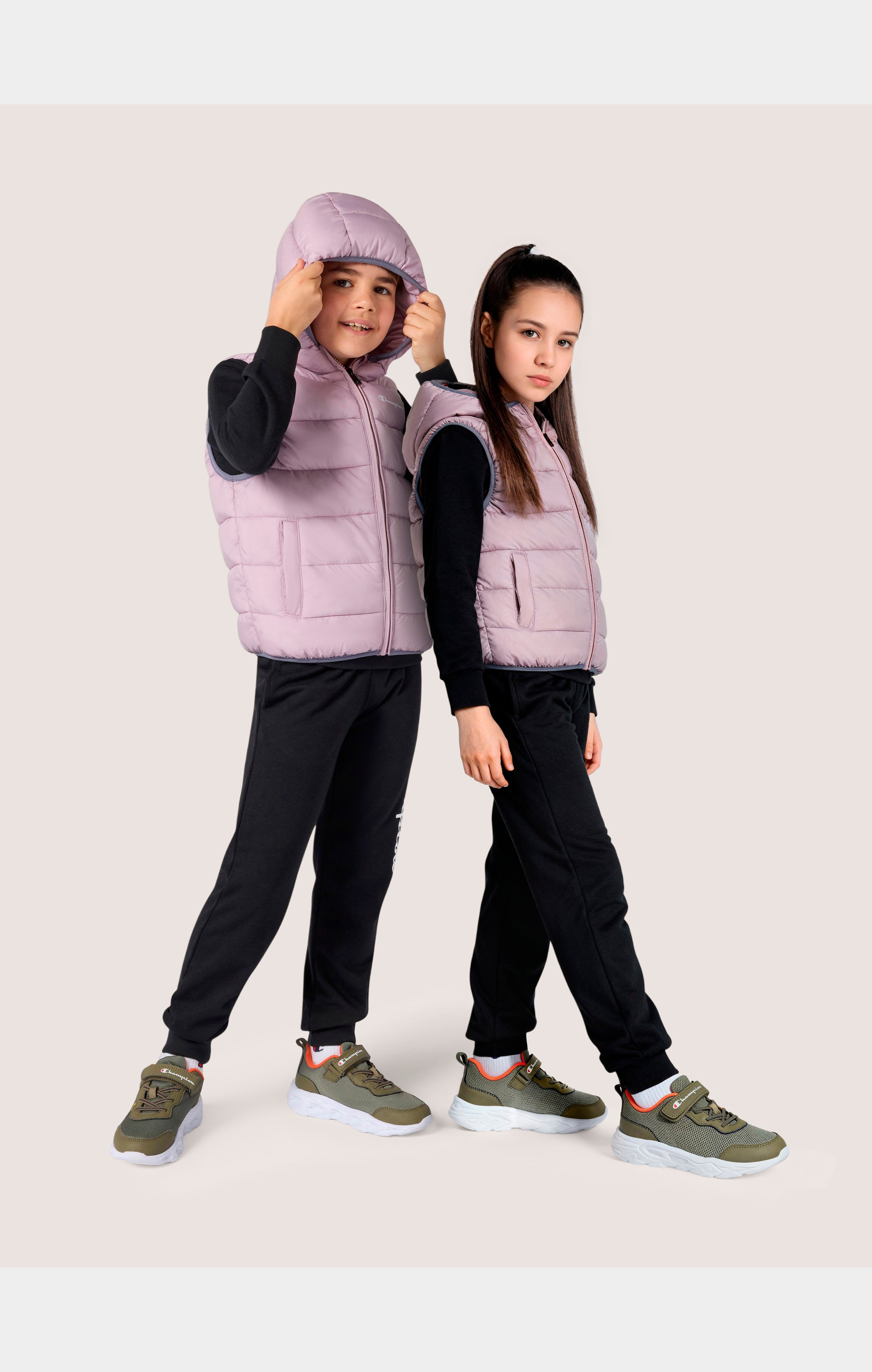 Gilet imbottito con cappuccio e zip intera da bambini