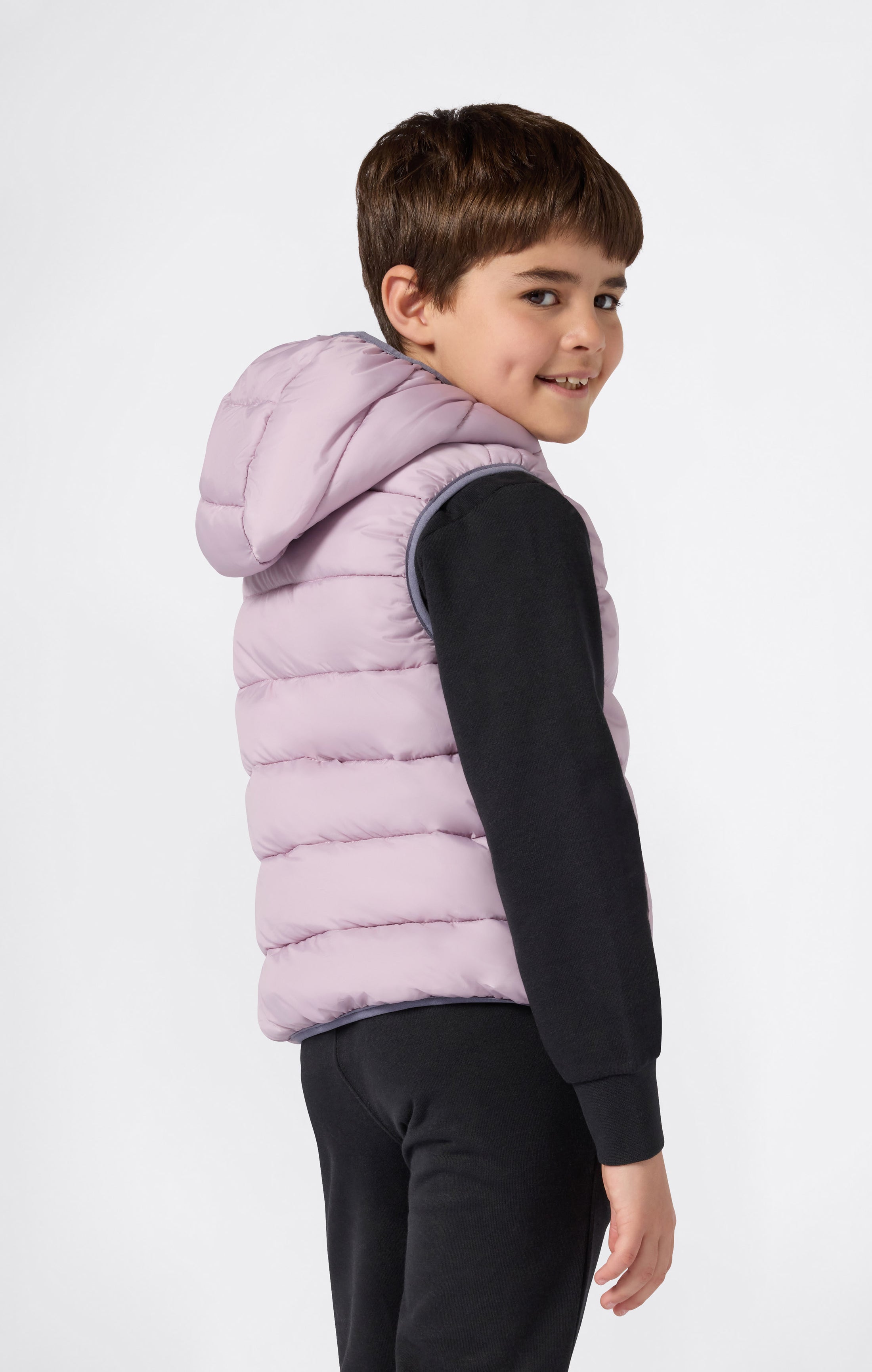Padded Hooded Vest with Full Zip for Kids