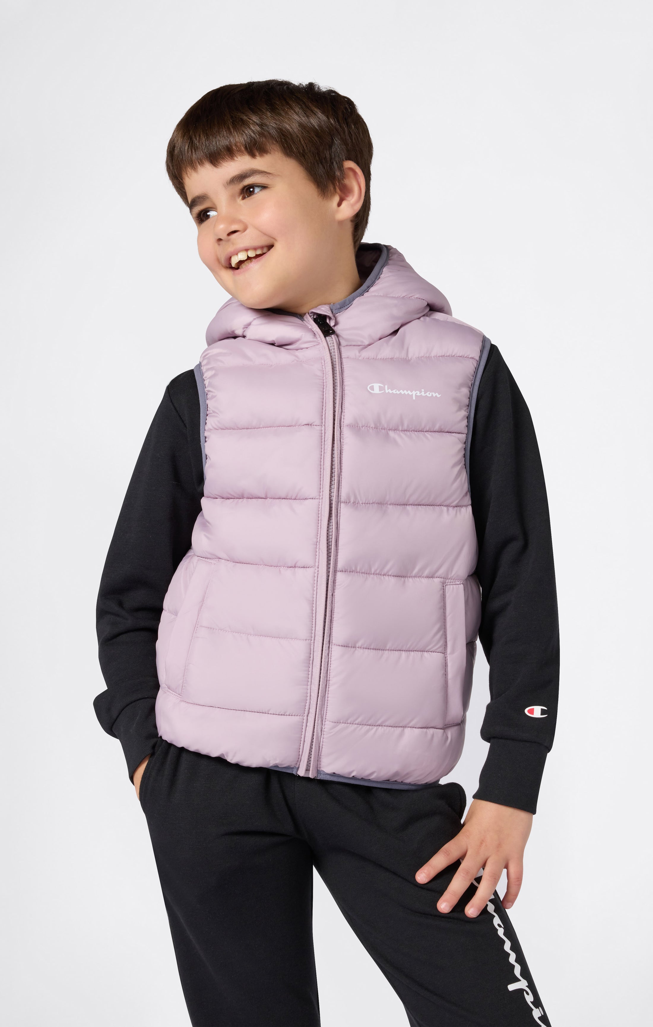 Padded Hooded Vest with Full Zip for Kids
