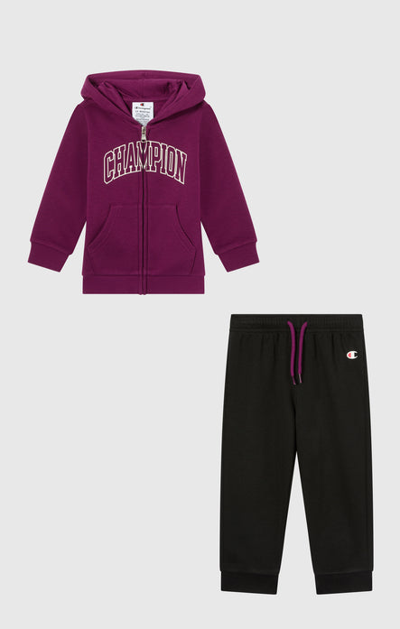 Baby Full Zip Fleece Hooded Sweatsuit with Big Logo