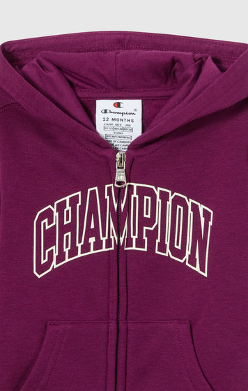 Survêtement À Capuche Zippé Intégral À Intérieur Gratté Avec Grand Logo pour Bébé