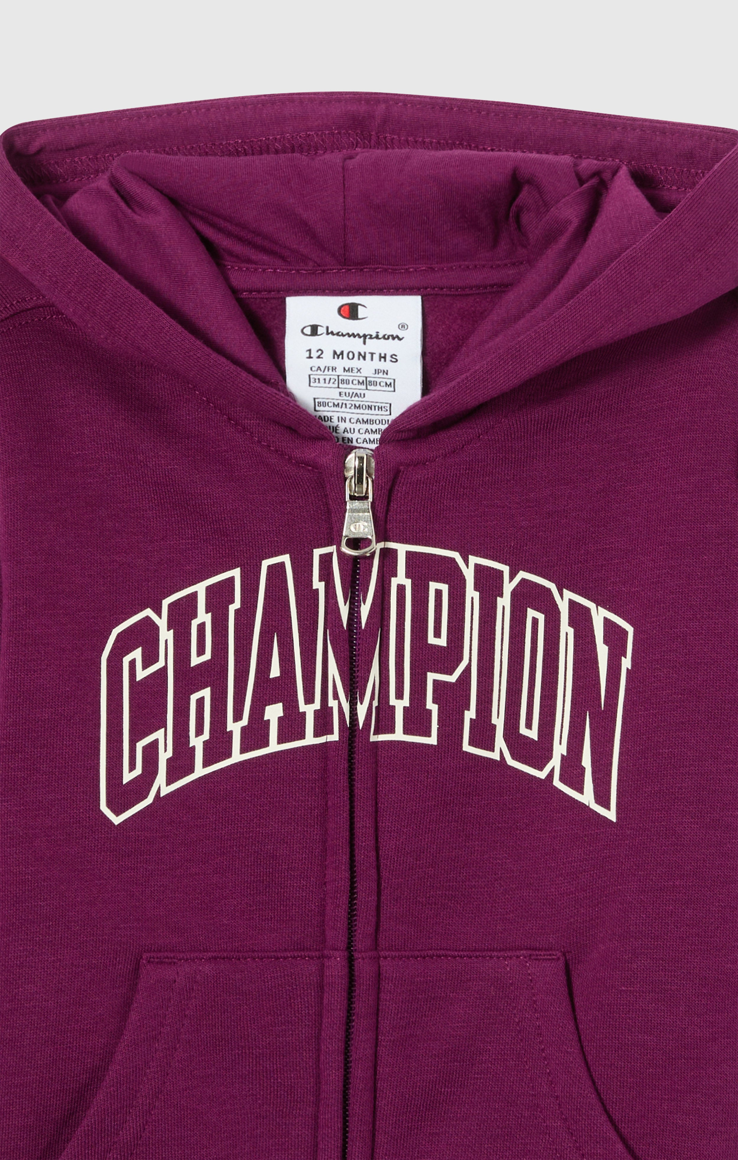 Baby Full Zip Fleece Hooded Sweatsuit with Big Logo