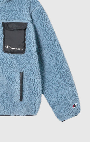 Kinder-Polar-Teddy-Kapuzenjacke mit durchgehendem Reißverschluss