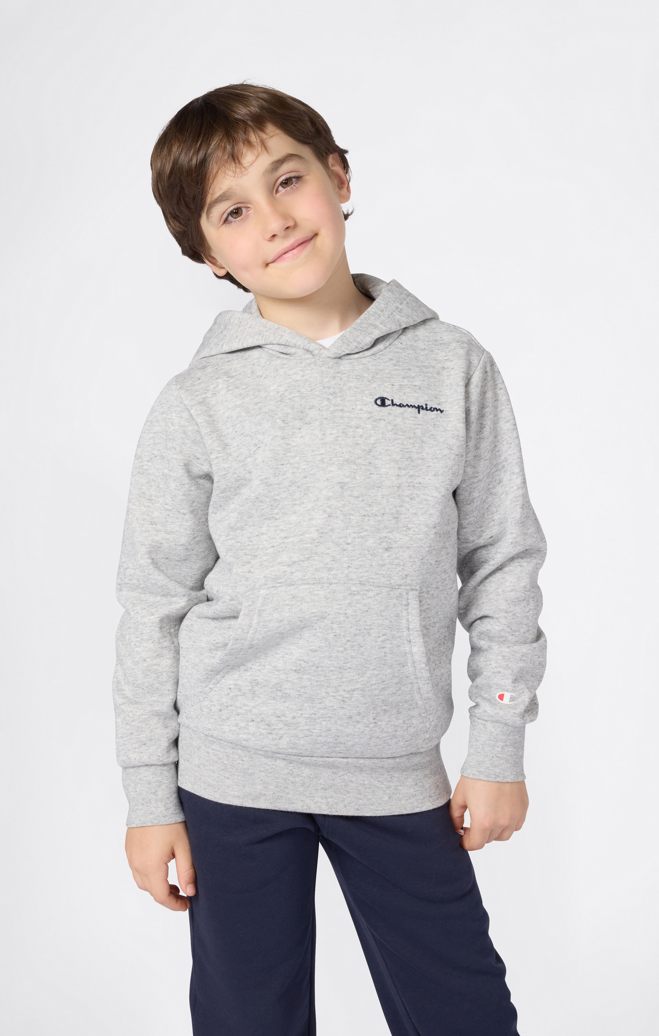 Boys’ Fleece Hoodie with Small Embroidered Logo Icons