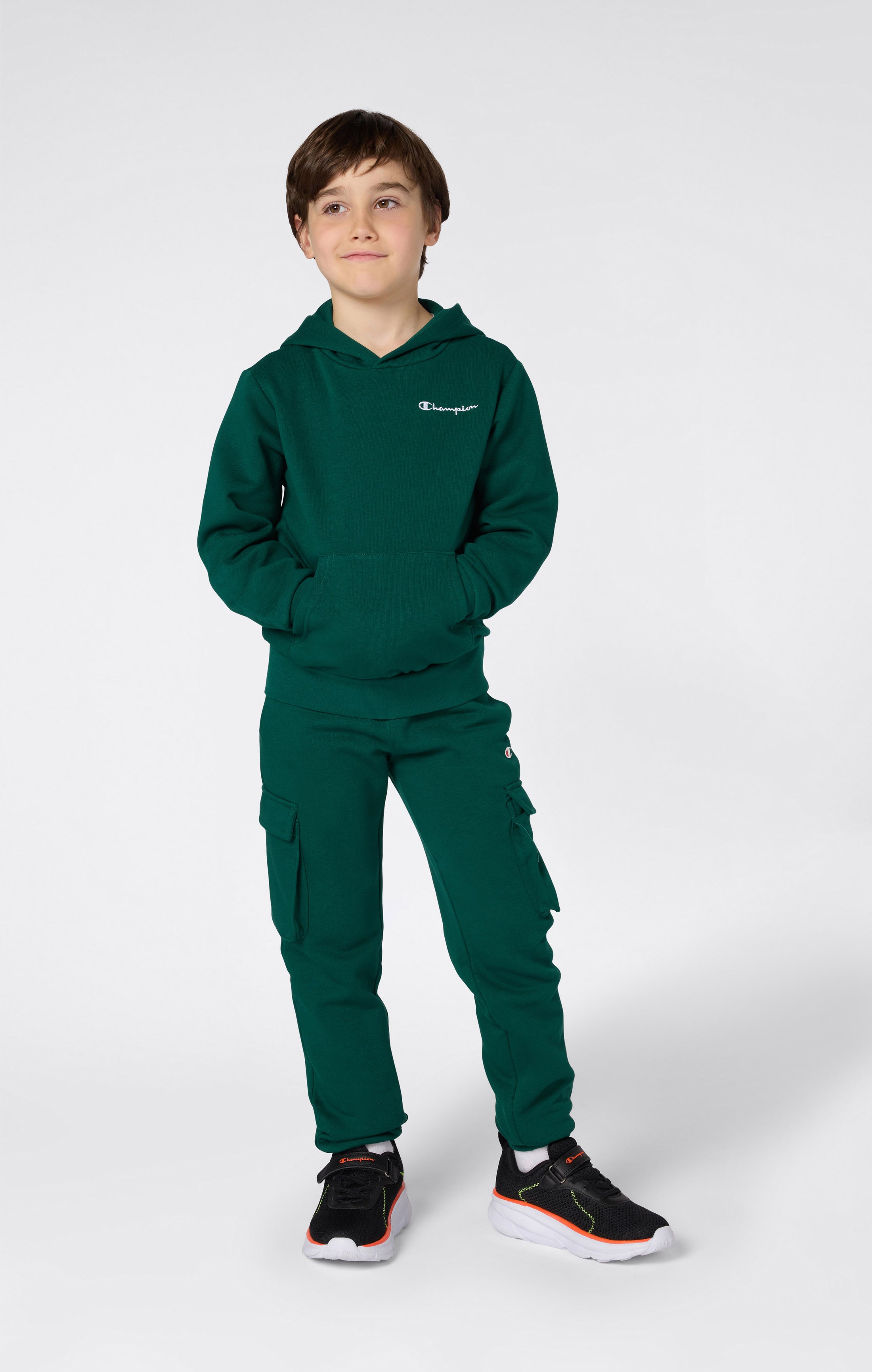 Boys’ Fleece Hoodie with Small Embroidered Logo Icons