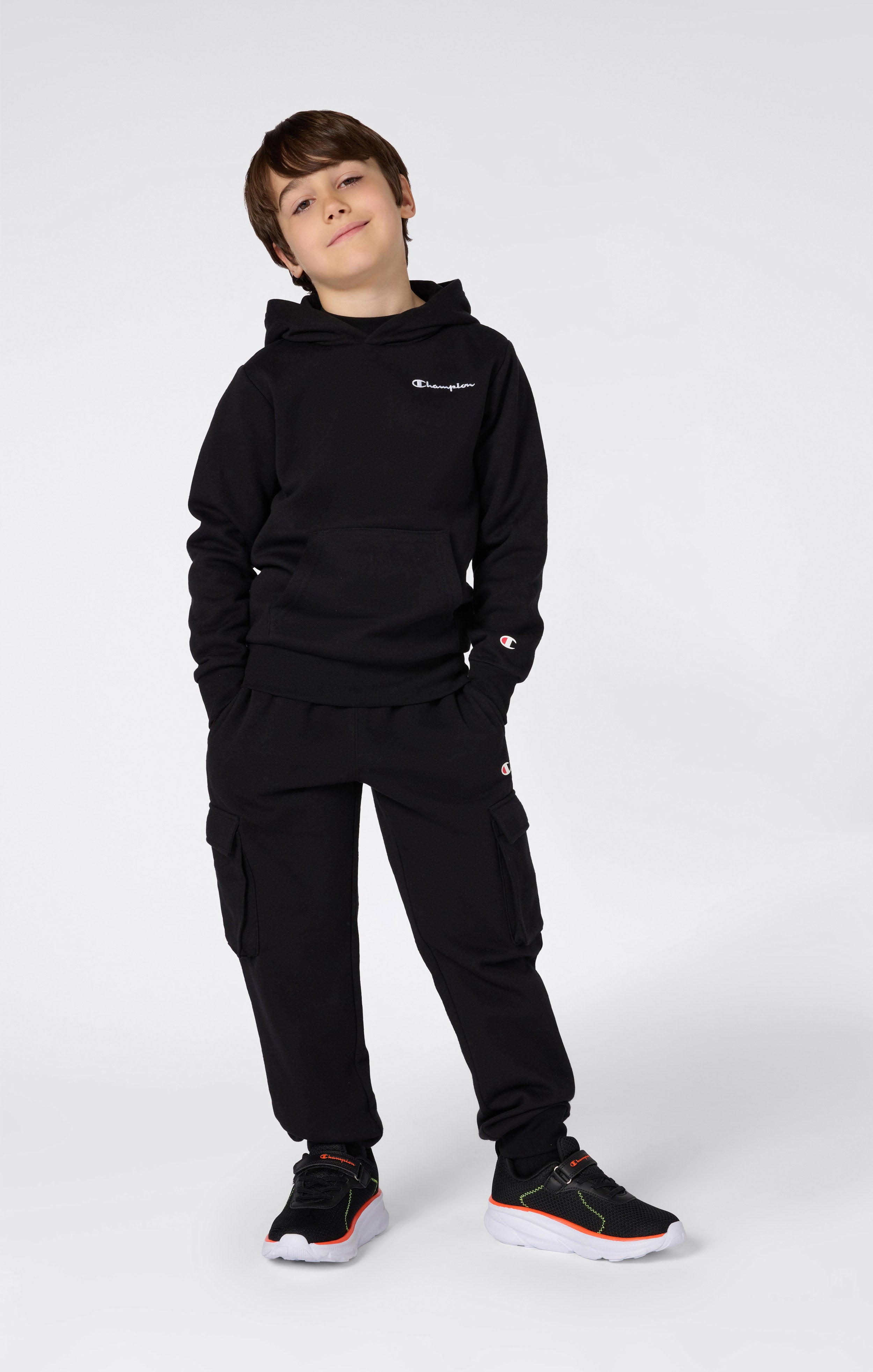 Boys’ Fleece Hoodie with Small Embroidered Logo Icons