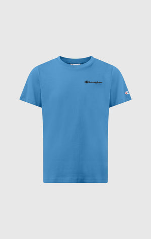 T-shirt Girocollo Bambino Con Piccolo Logo Script Ricamato Icons