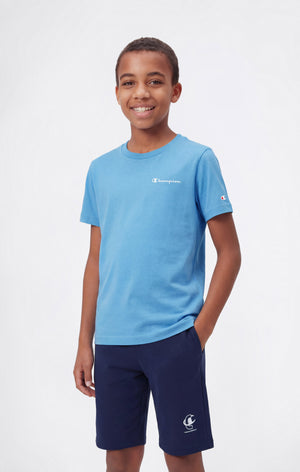 T-shirt Girocollo Bambino Con Piccolo Logo Script Ricamato Icons