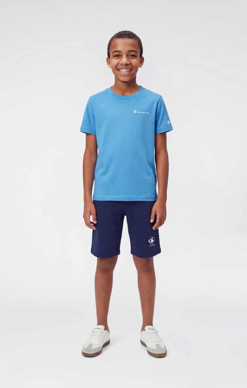 T-shirt Girocollo Bambino Con Piccolo Logo Script Ricamato Icons