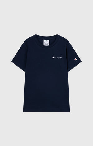 T-shirt Girocollo Bambino Con Piccolo Logo Script Ricamato Icons